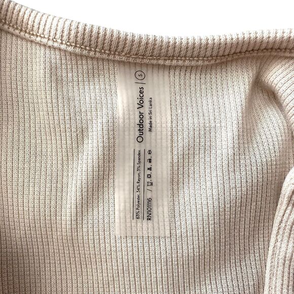 OUTDOOR VOICES Ribbed Button Front Crop Top Oatmeal Small - Picture 5 of 5